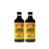 2 bottles of bragg's liquid aminos soy protein seasoning front view angle